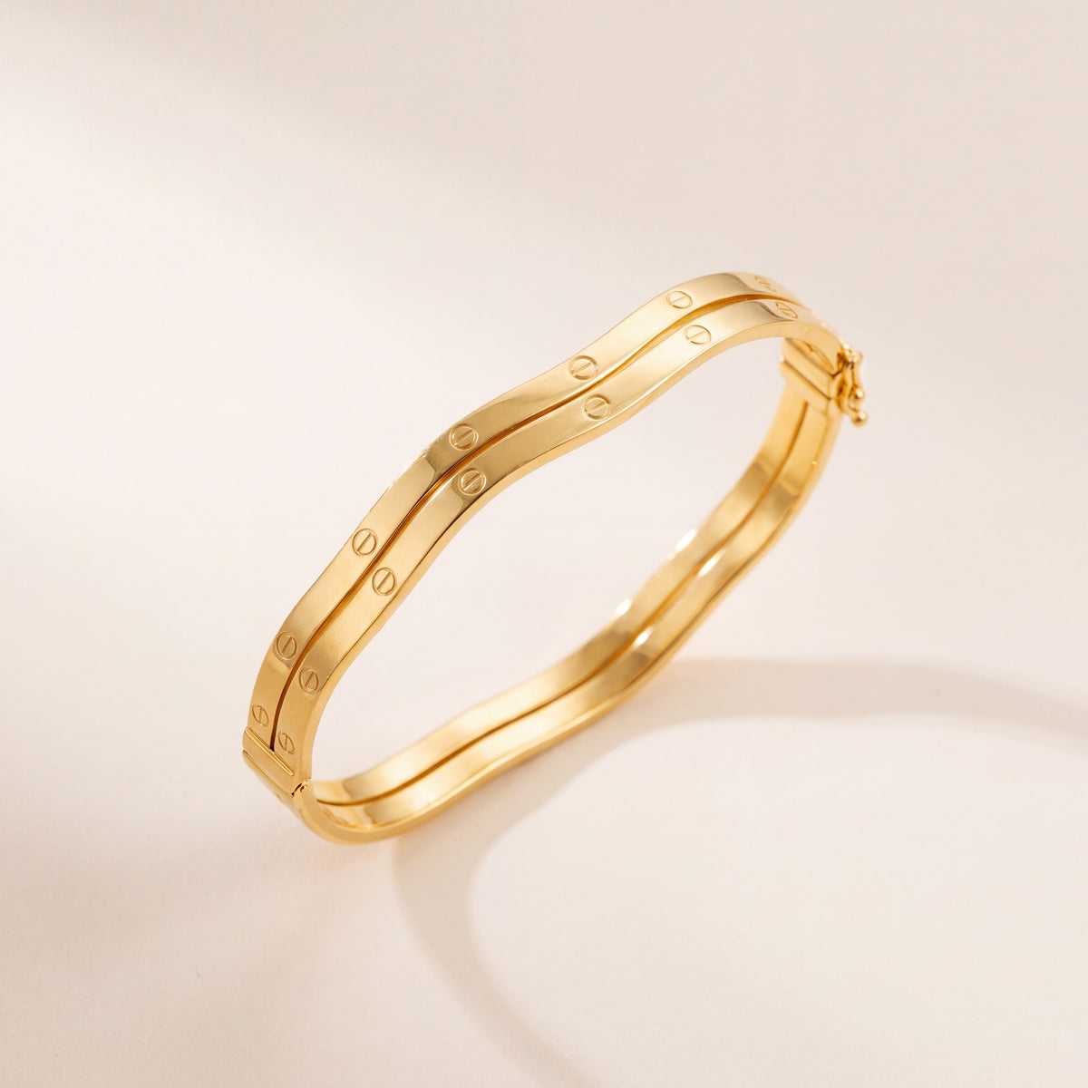 Gold Plated Cuff Bracelet (D1), 925 silver 24K gold plated