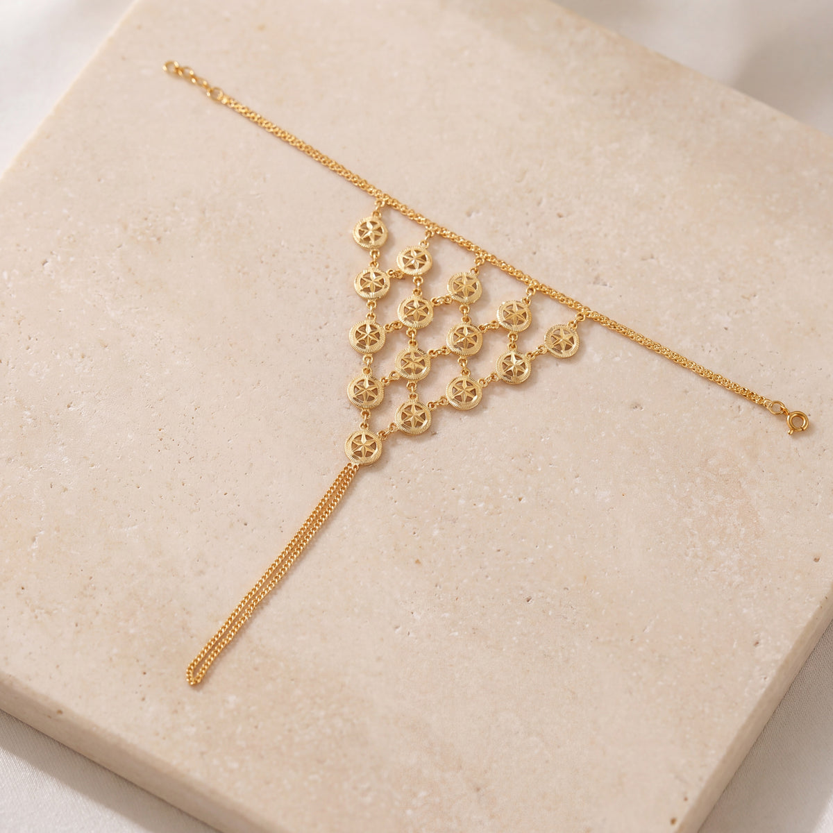 Hand Chain Bracelets (D8) on travertine
