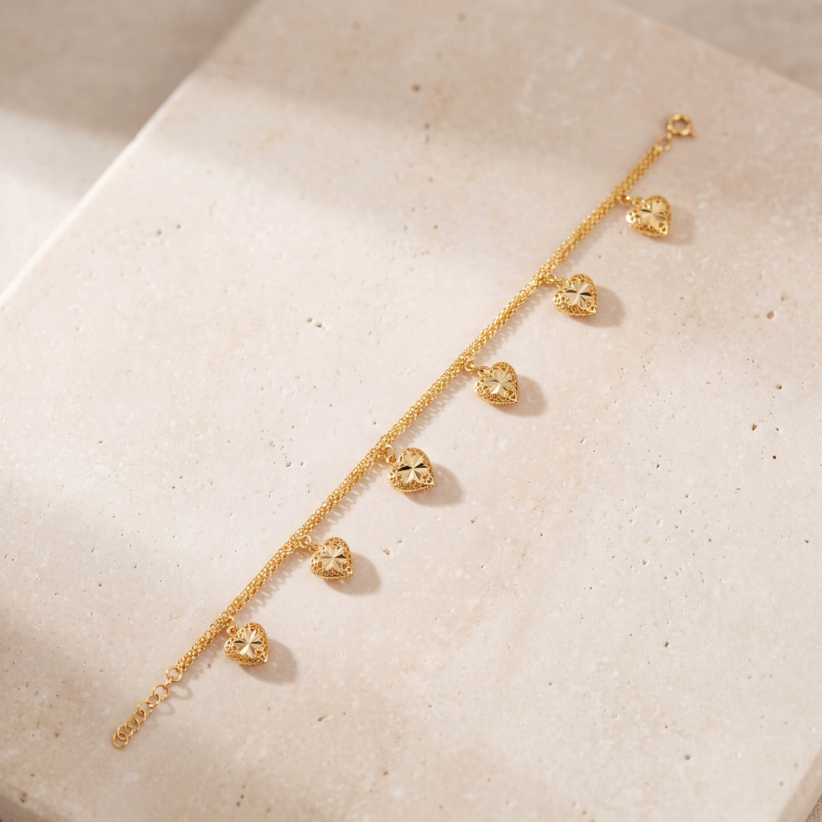 Heart Bracelet (D4) on travertine