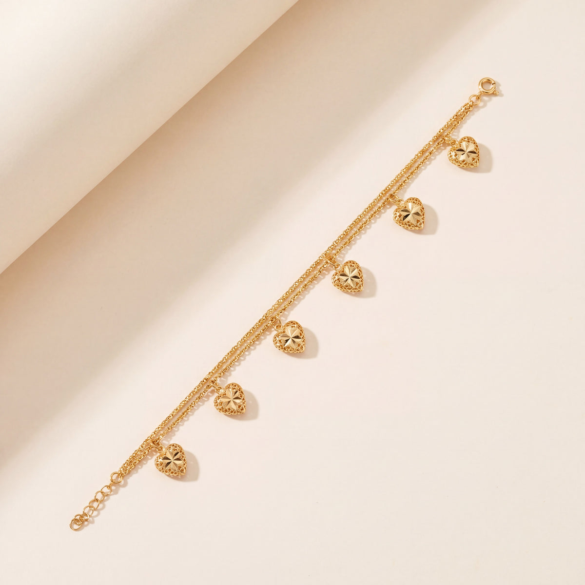 Heart Bracelet (D4), 925 silver 24K gold plated