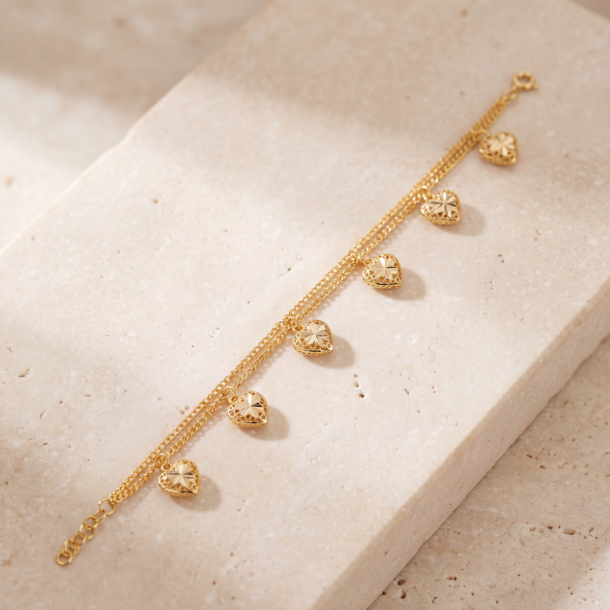 Heart Bracelet (D5) on travertine