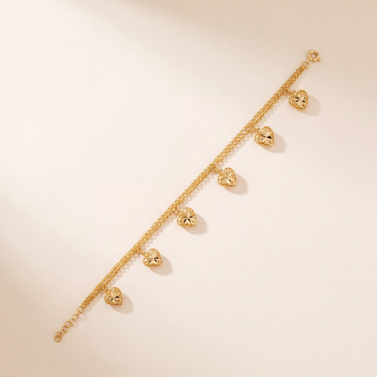 Heart Bracelet (D5), 925 silver 24K gold plated