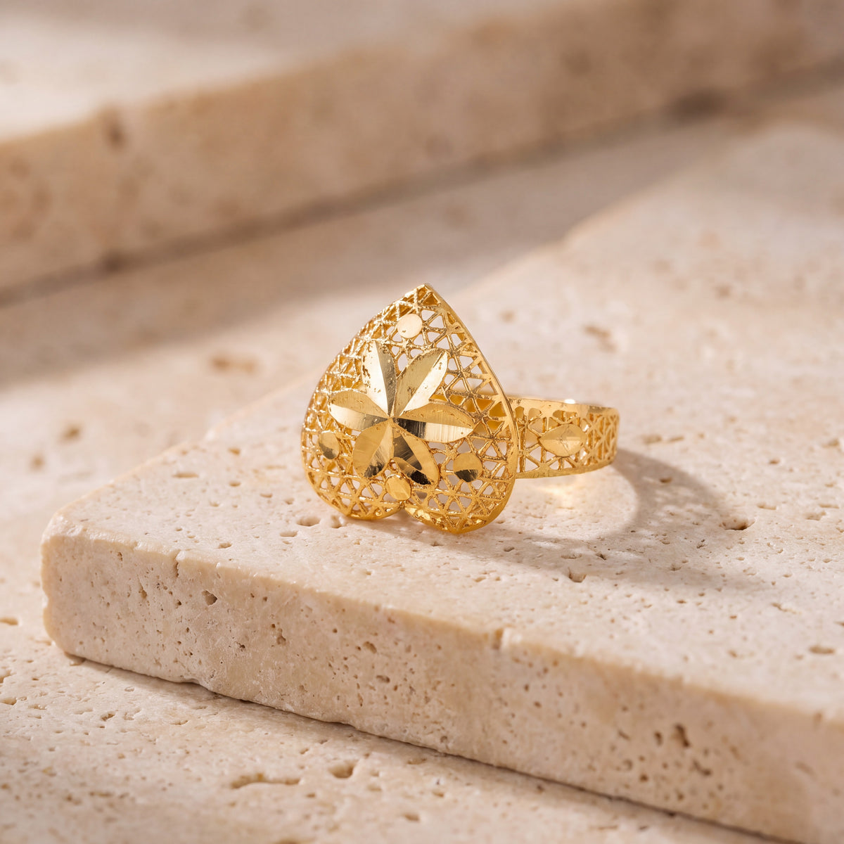 Heart Rings (D1) on travertine