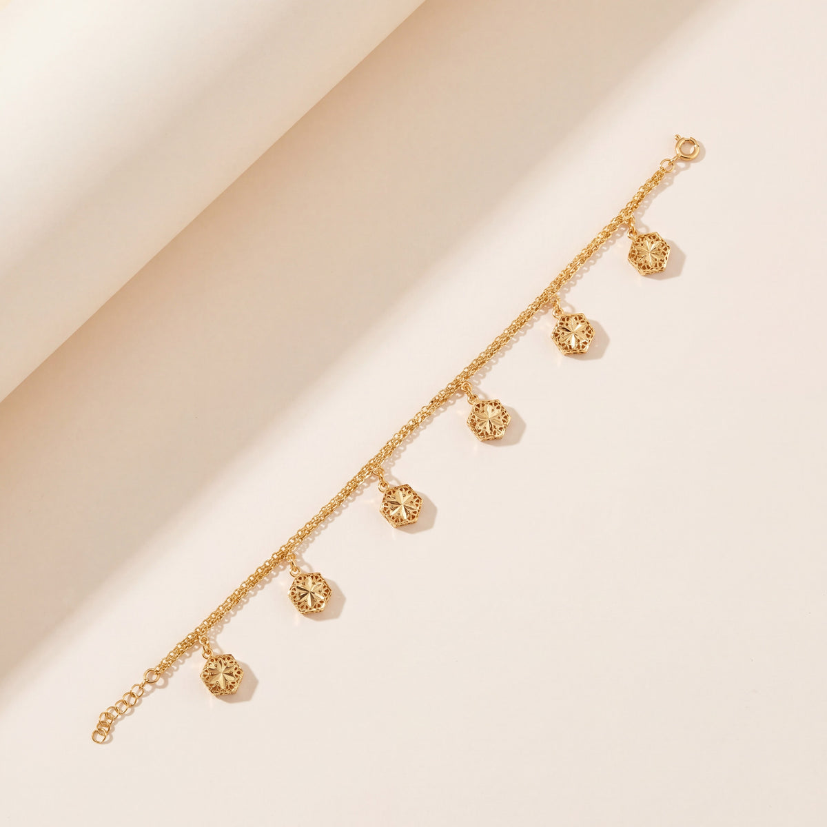 Hexa Bracelet (D2), 925 silver 24K gold plated