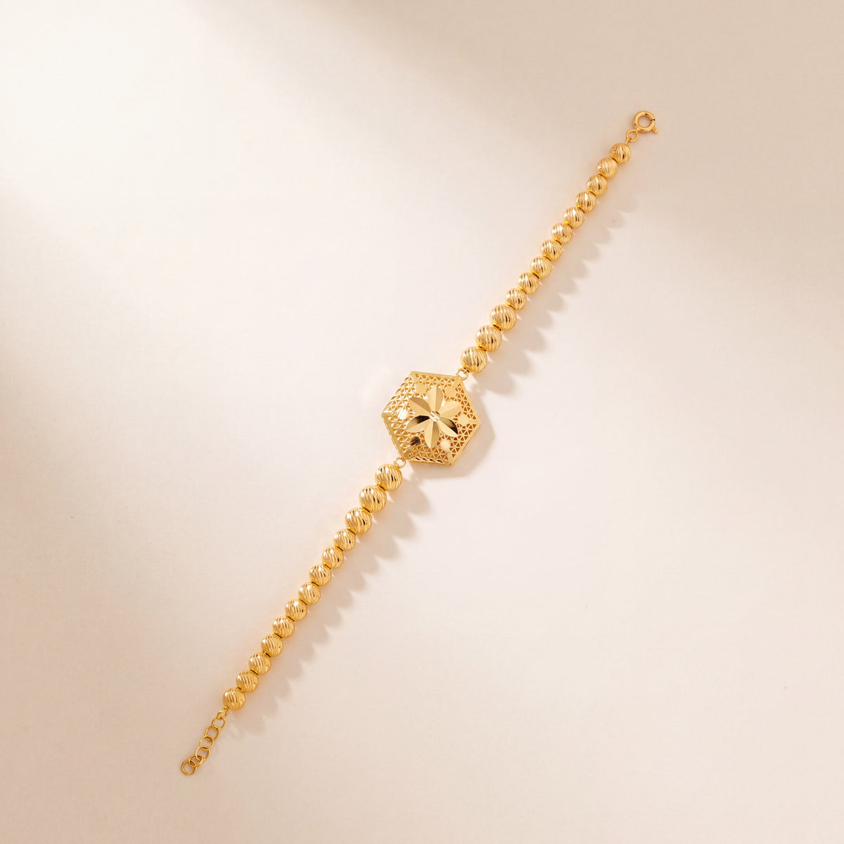 Hexa Bracelet with Beads (D1), 925 silver 24K gold plated