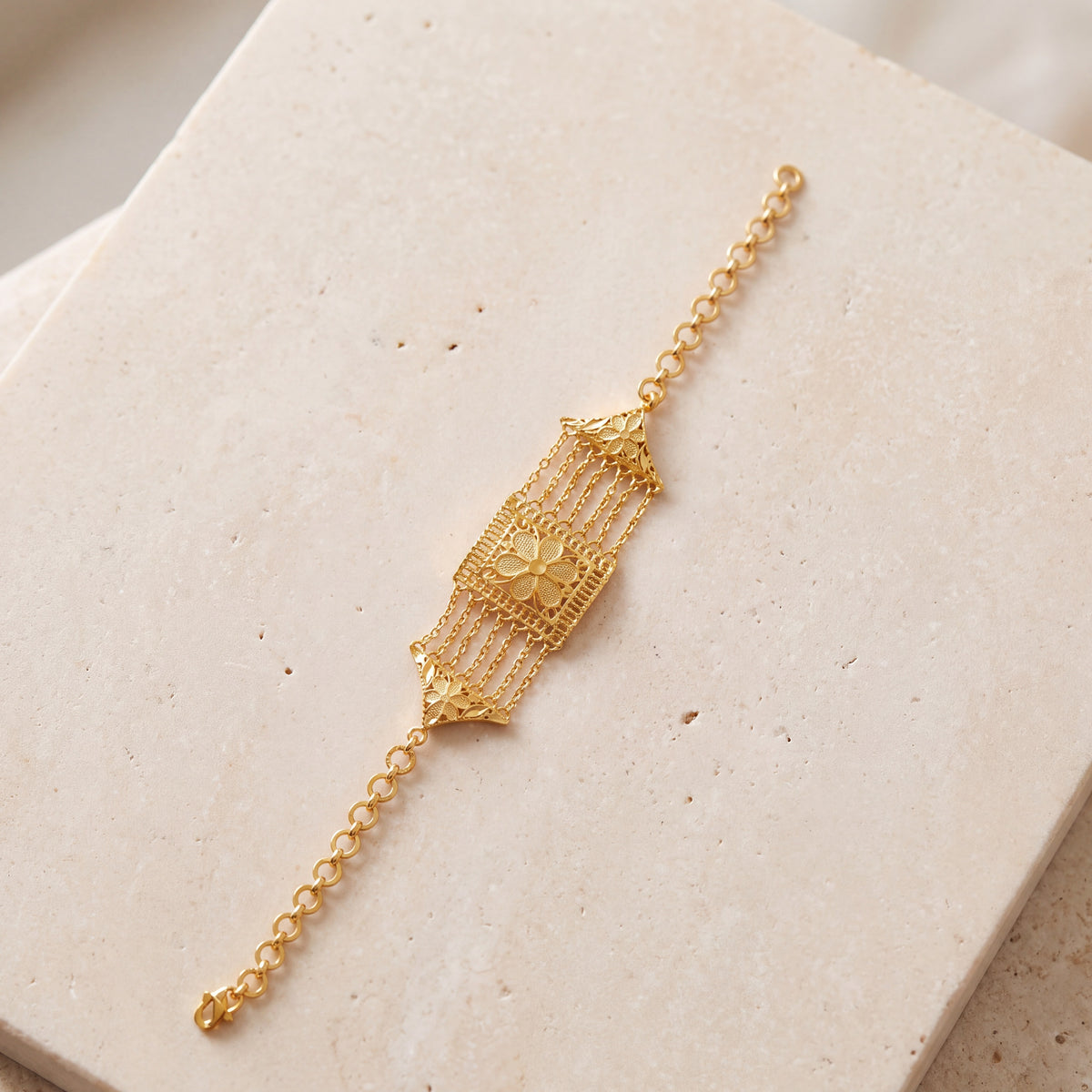 Kid's Murabba & Chain Bracelet on travertine