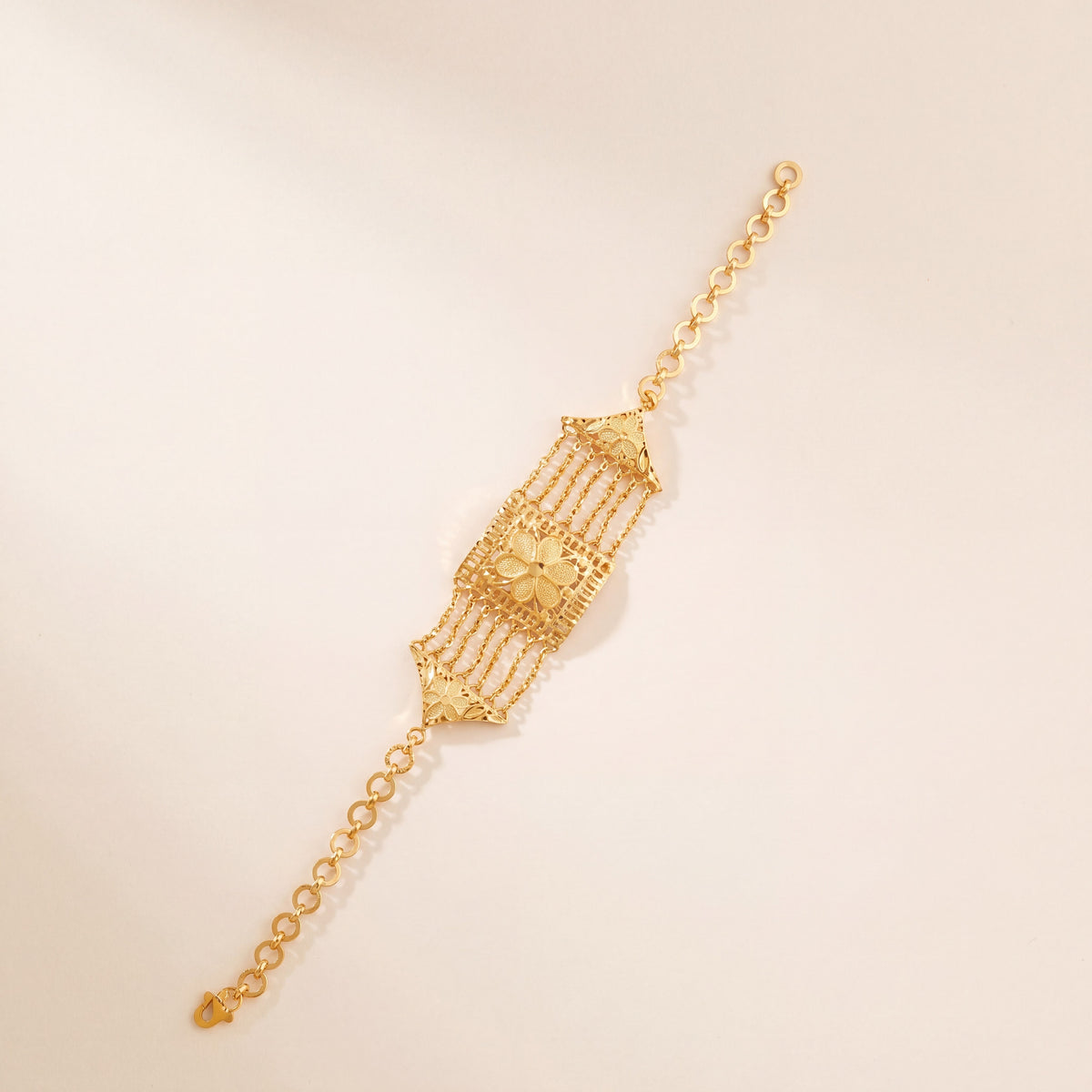Kid's Murabba & Chain Bracelet, 925 silver 24K gold plated