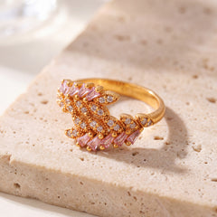 Leaf Ring / Mix (D2) on travertine
