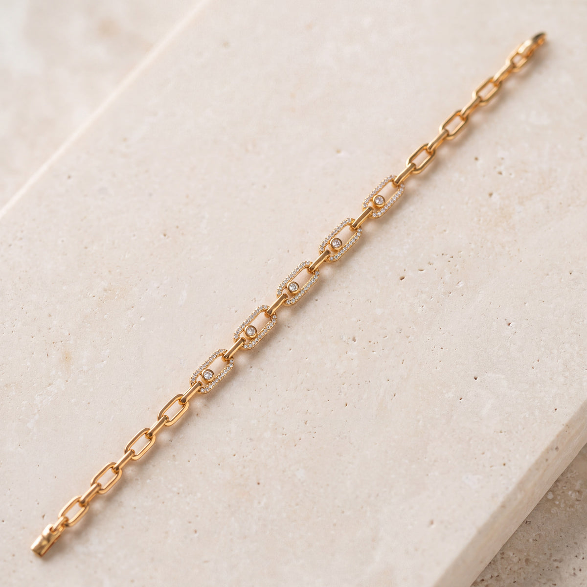 Link Bracelet with Stones (D1) on travertine
