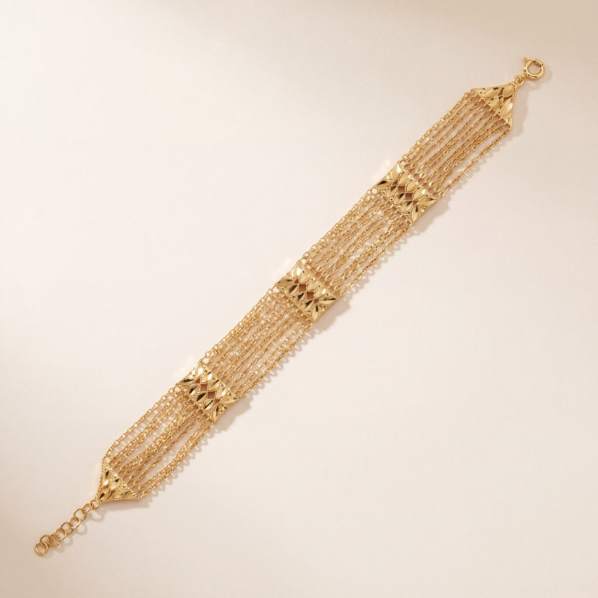 Linked Squares Bracelet (D1), 925 silver 24K gold plated