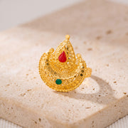 Moon Rings with Mina (D1) on travertine