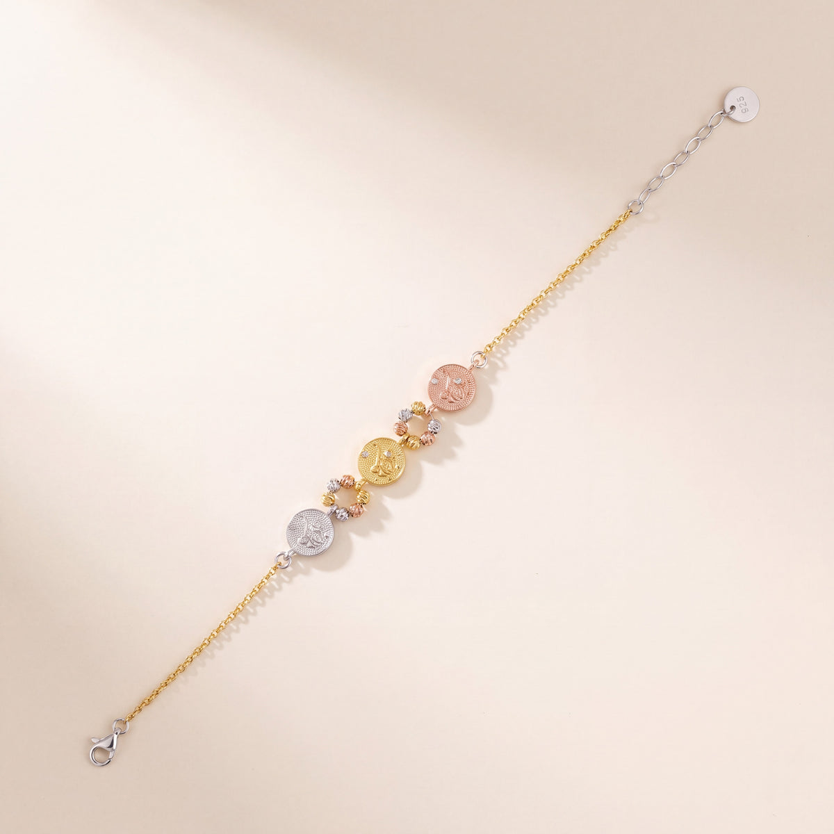 Multi Color Bracelet (D5), 925 silver 24K gold plated