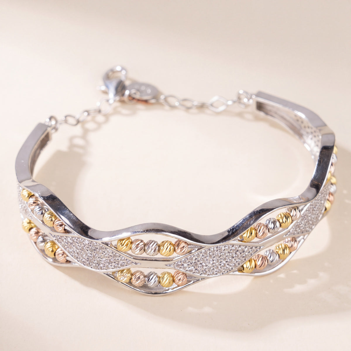 Multi Color Cuff Bracelet (D16), 925 silver 24K gold plated