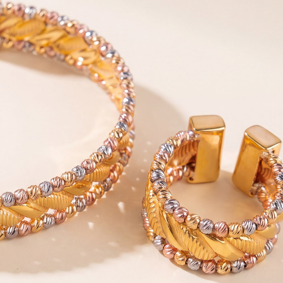 Multi Color Cuff Bracelet & Ring (D9) design detail