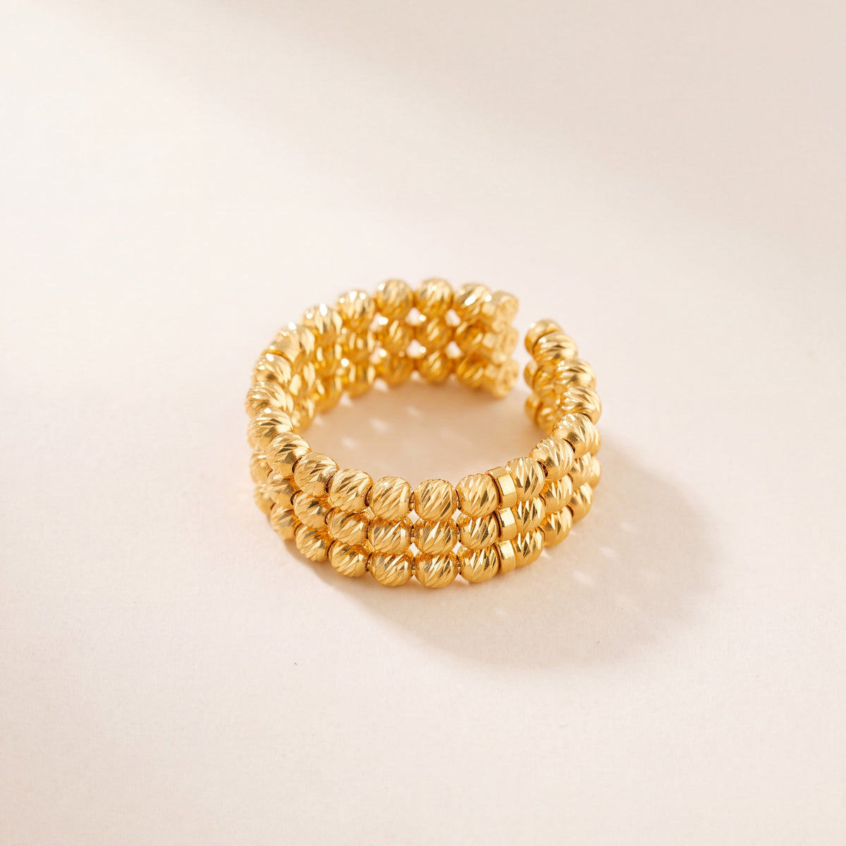 Open Bead Ring (3 Line), 925 silver 24K gold plated