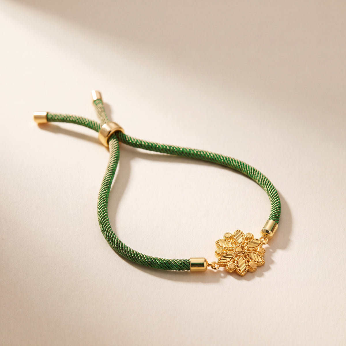 Ornate Star Thread Bracelet, 925 silver 24K gold plated