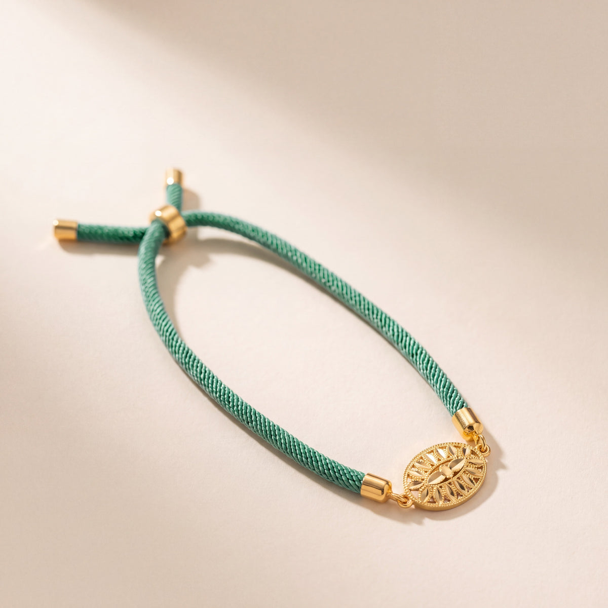 Oval Leaf Thread Bracelet, 925 silver 24K gold plated