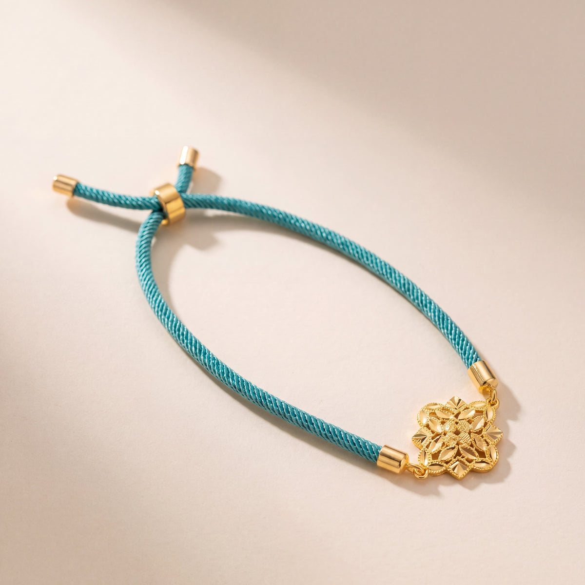 Pointed Star Thread Bracelet, 925 silver 24K gold plated