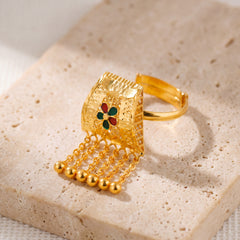 Pyramid Ring - Mina (D1) on travertine