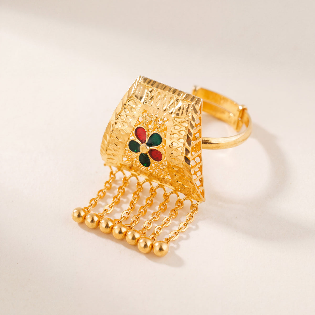 Pyramid Ring - Mina (D2), 925 silver 24K gold plated