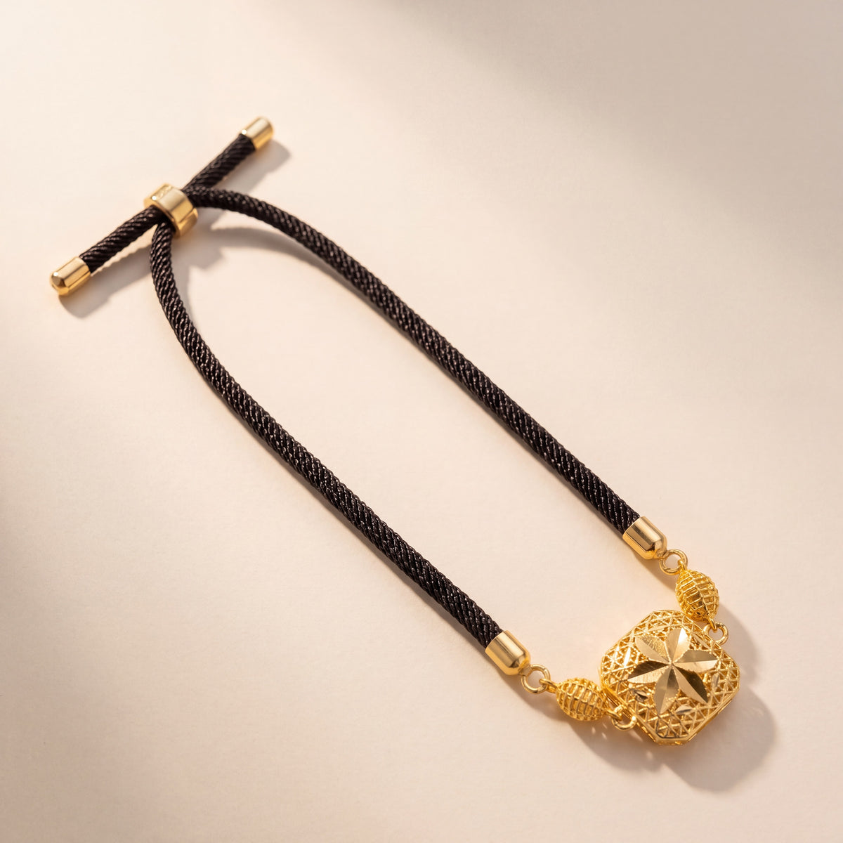 Quatrefoil Star Thread Bracelet, 925 silver 24K gold plated