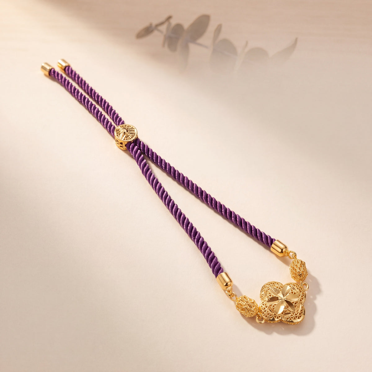 Quatrefoil Thread Bracelet, 925 silver 24K gold plated