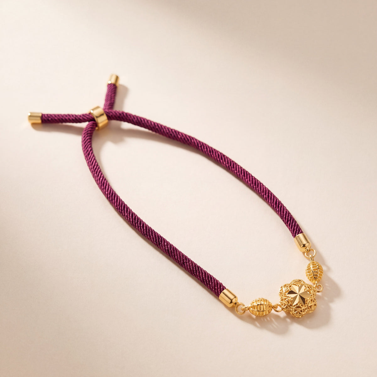 Quatrefoil Thread Bracelet, 925 silver 24K gold plated