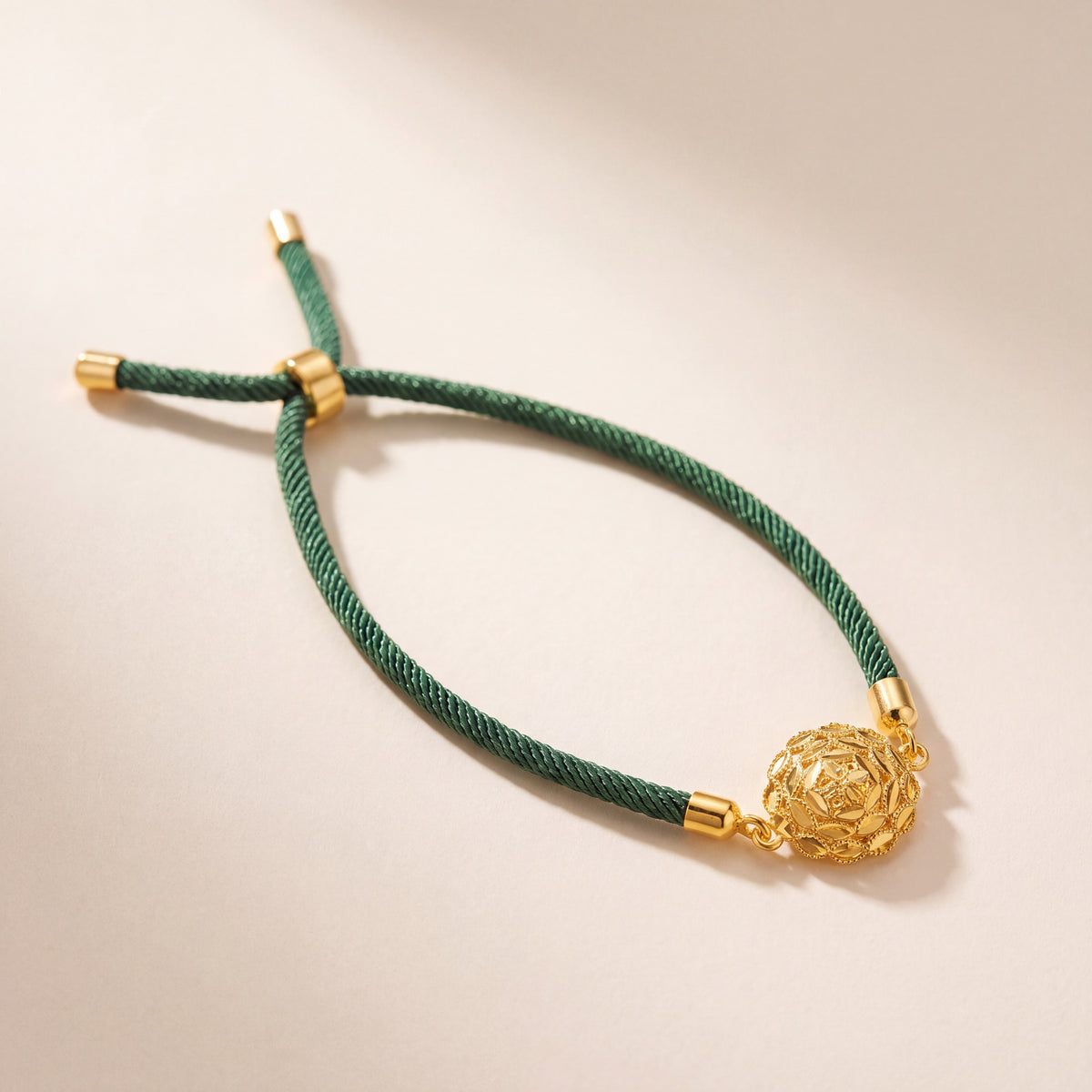 Rose Swirl Thread Bracelet, 925 silver 24K gold plated