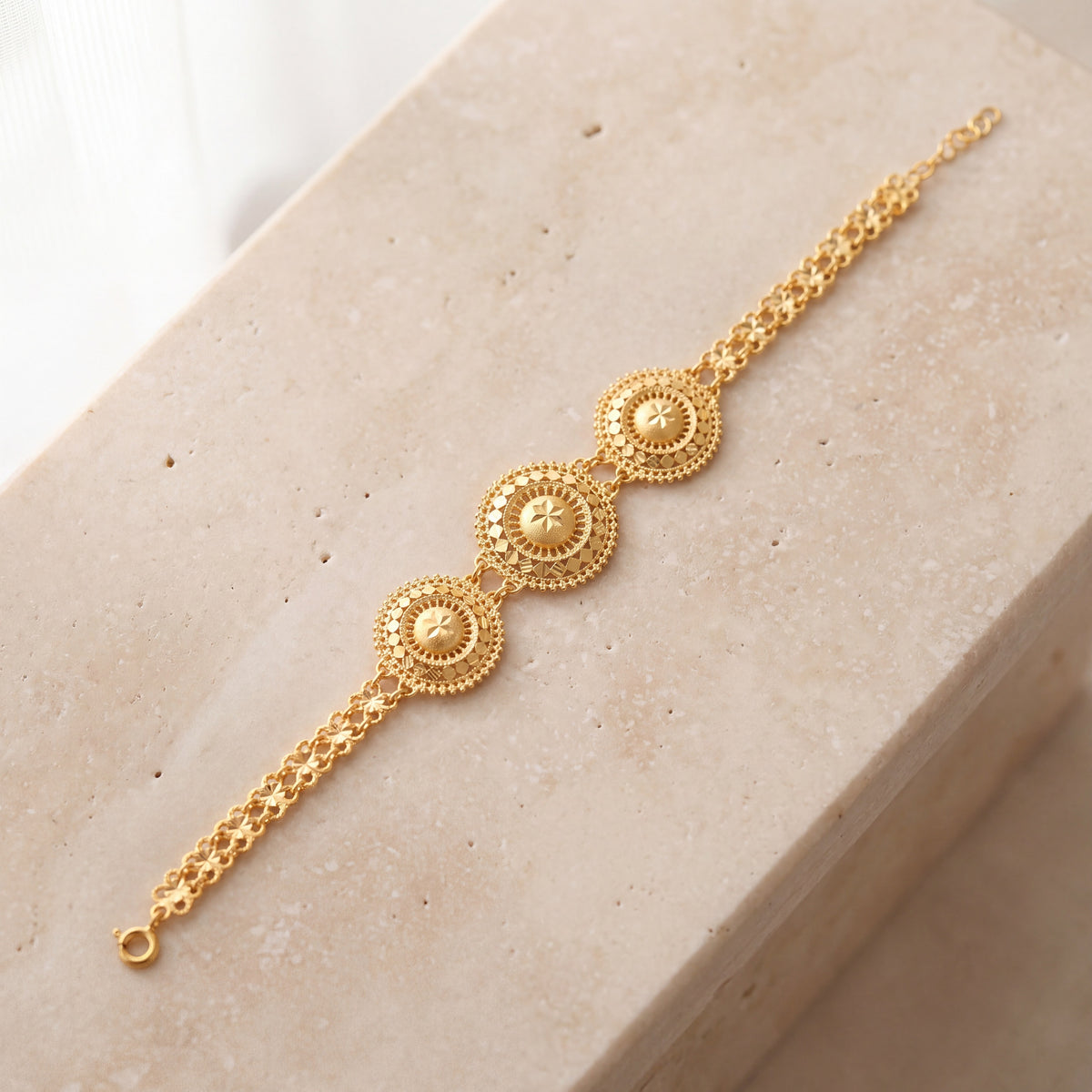 RP 3 Piece Bracelet / Patta (D7) on travertine