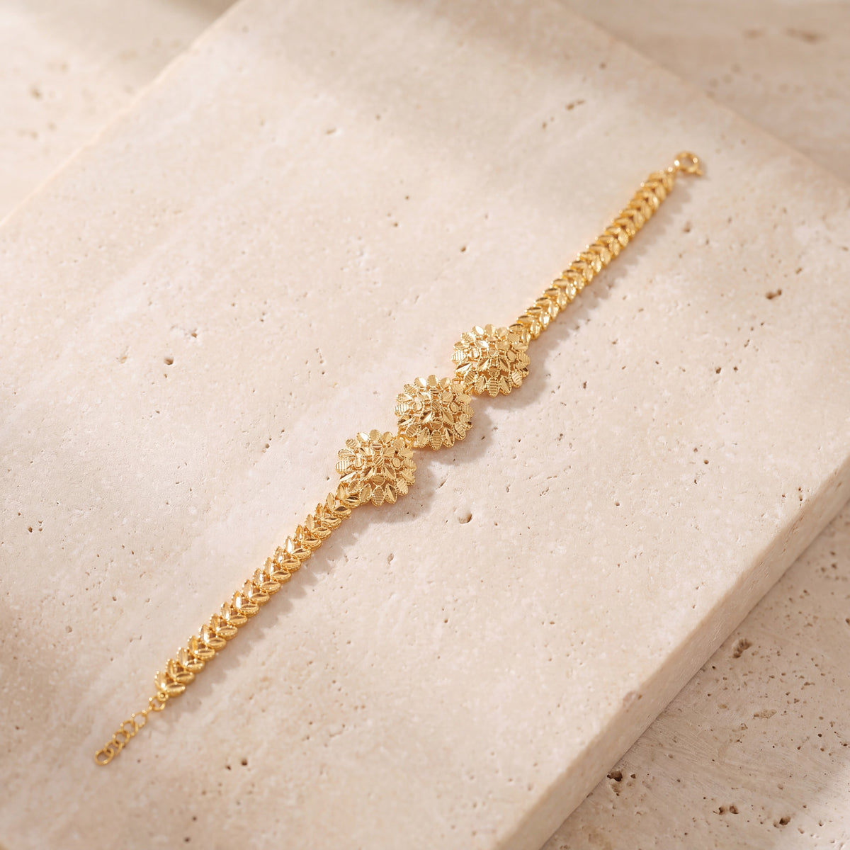 RP 3 Piece Bracelet with Leaf (D5) on travertine