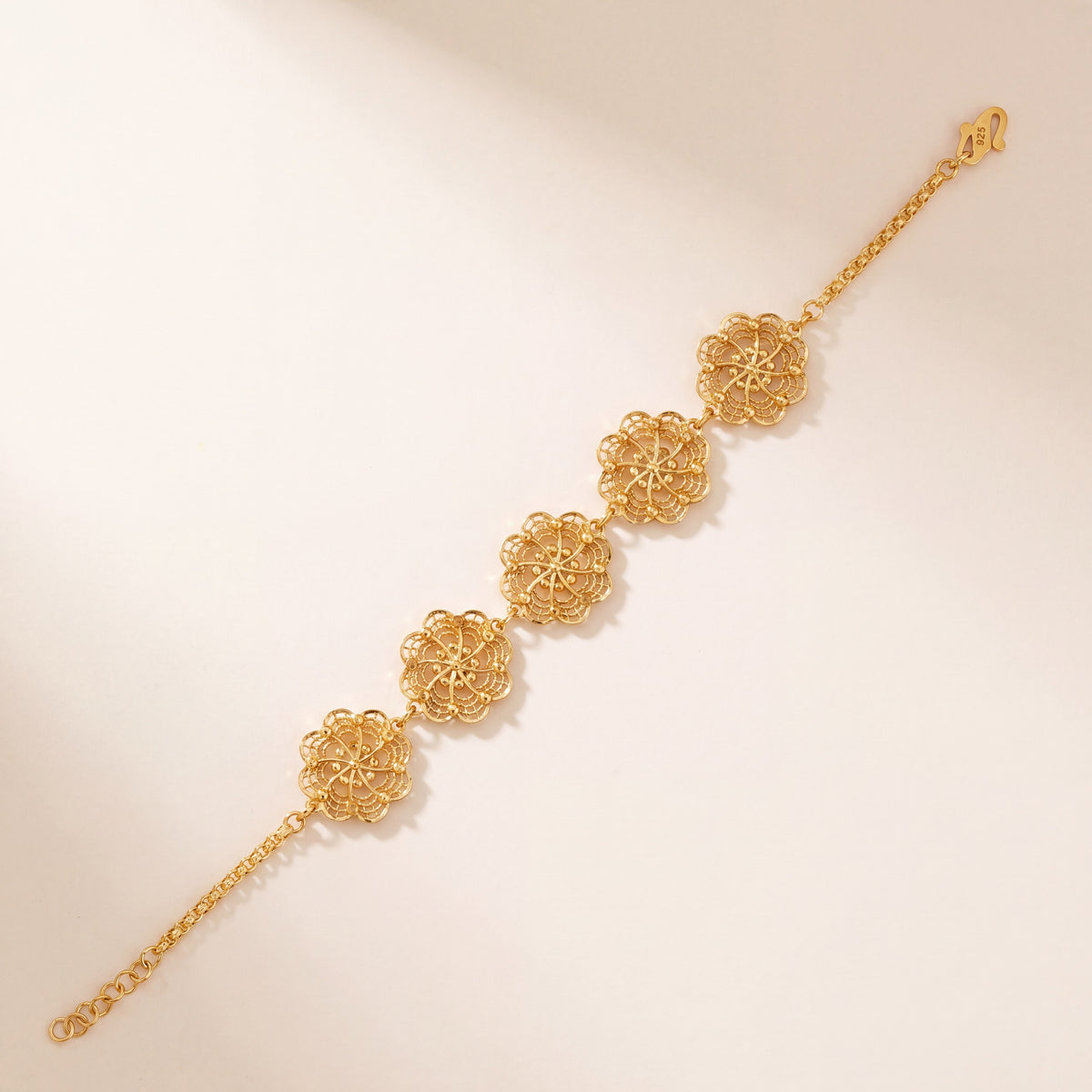 RP 5 Piece Bracelet / Chain (D2), 925 silver 24K gold plated