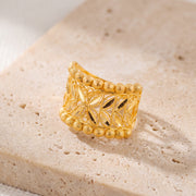 RP Ball Rings (Leaf) on travertine