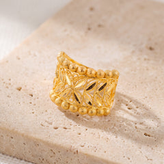 RP Ball Rings (Leaf) on travertine