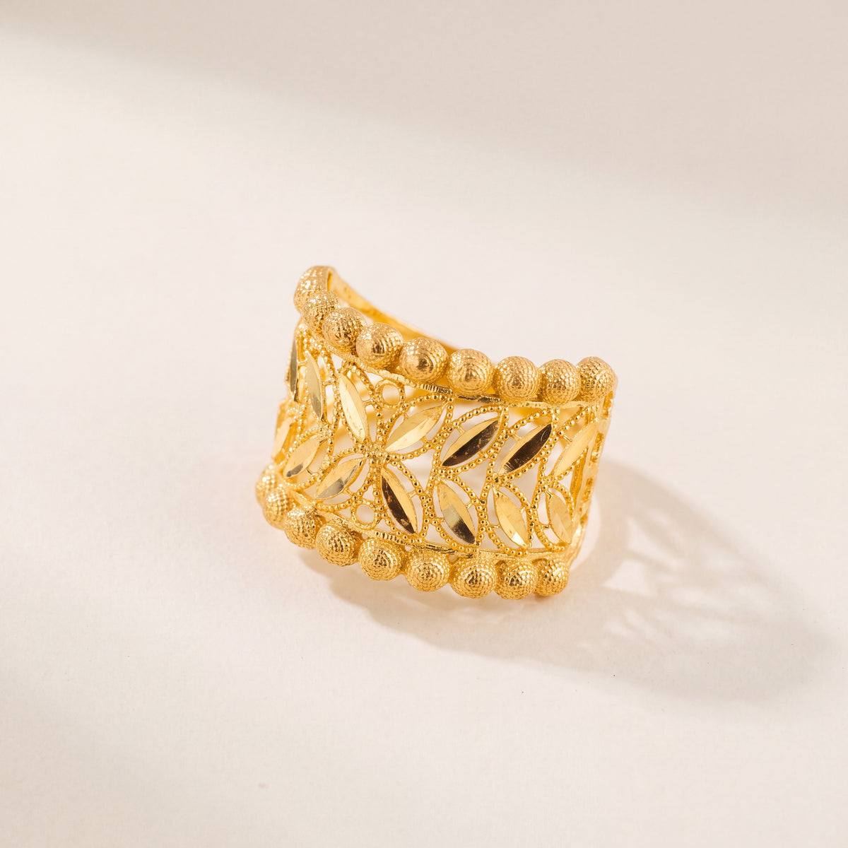 RP Ball Rings (Leaf), 925 silver 24K gold plated