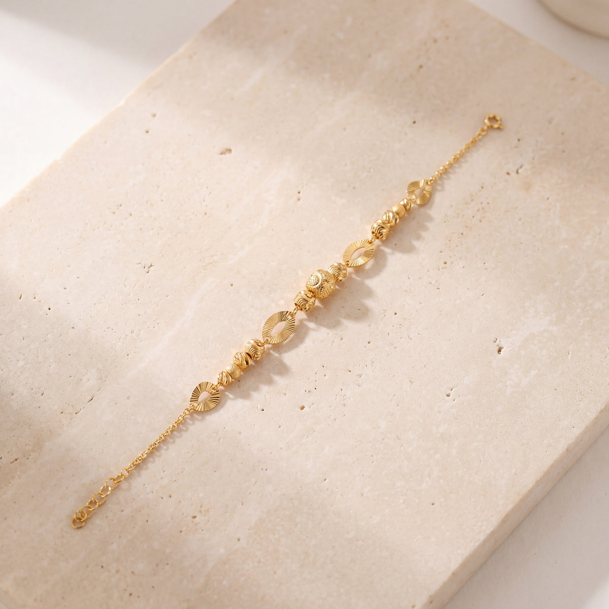 RP Beads & Ball Bracelet (D100) on travertine
