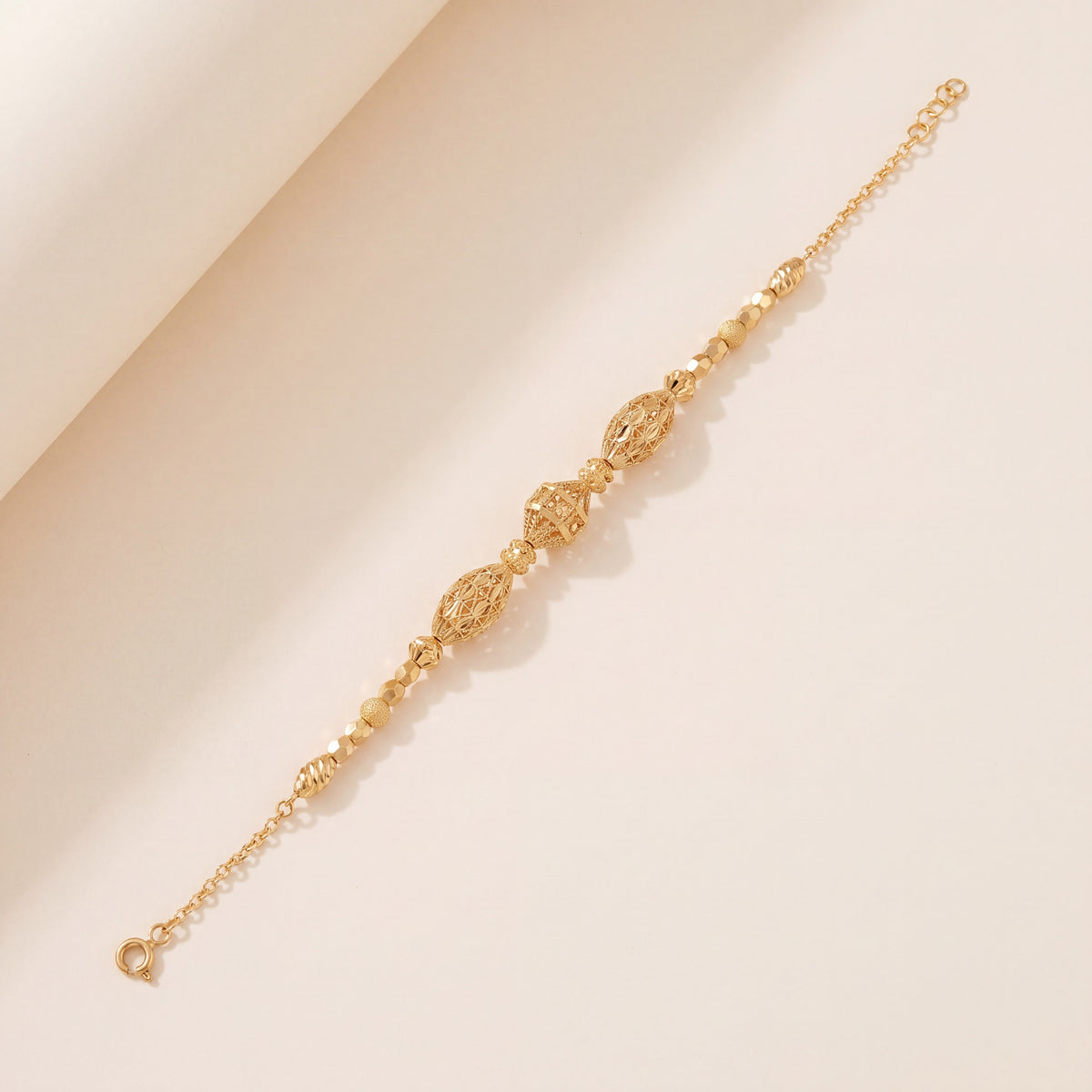 RP Beads & Ball Bracelet (D116), 925 silver 24K gold plated