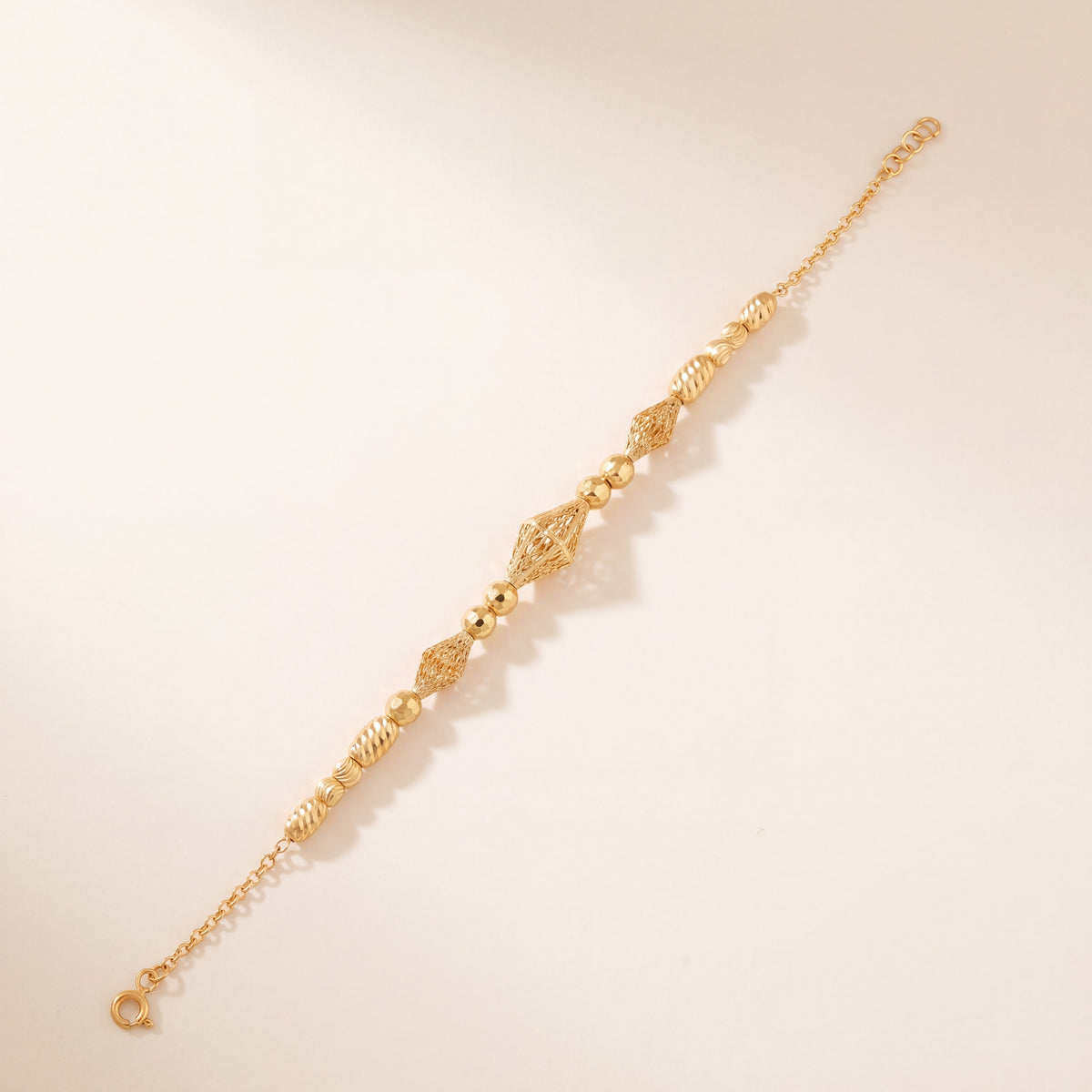 RP Beads & Ball Bracelet (D123), 925 silver 24K gold plated