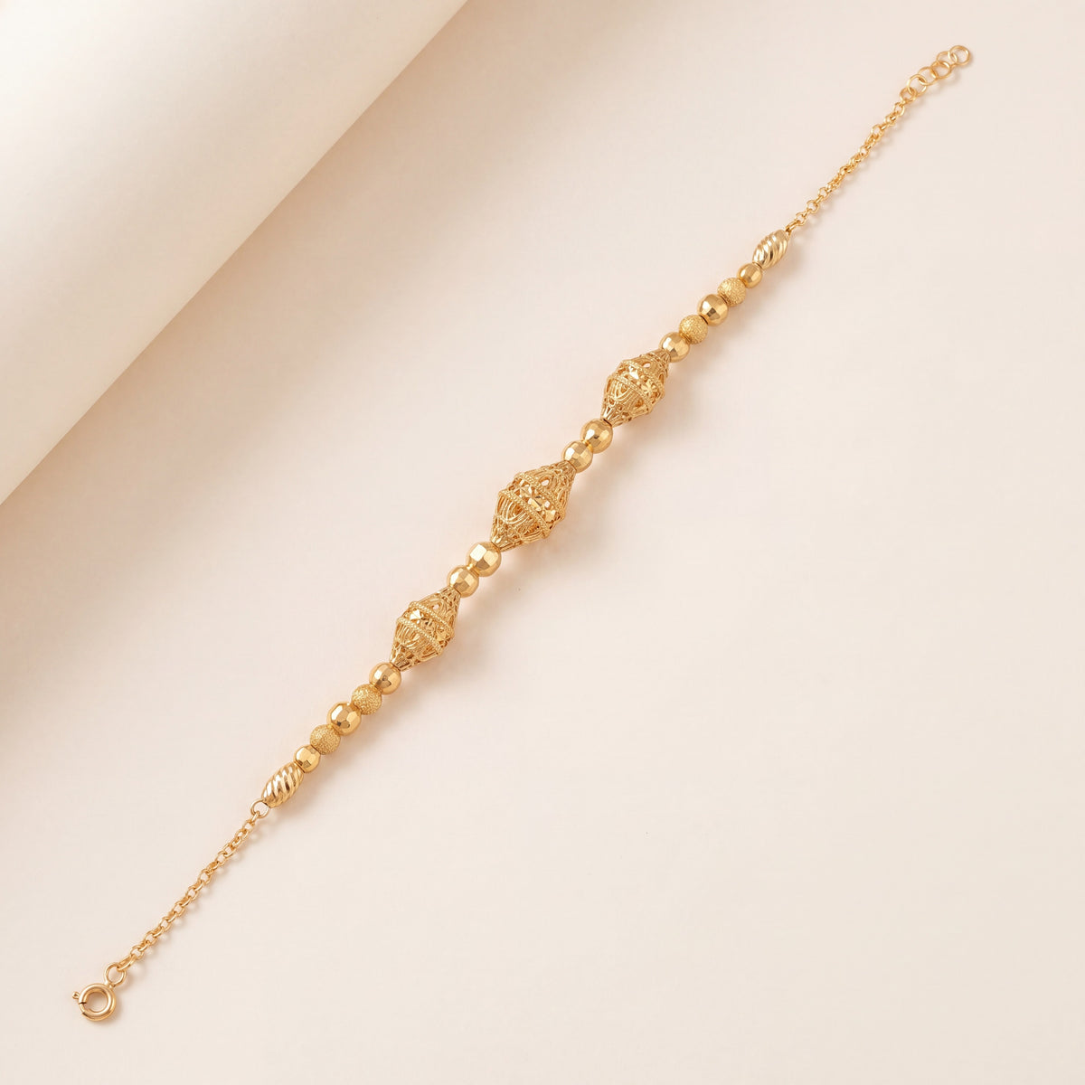 RP Beads & Ball Bracelet (D124), 925 silver 24K gold plated