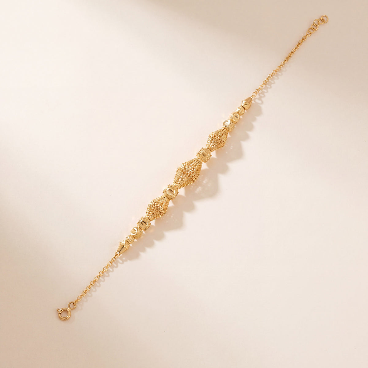 RP Beads & Ball Bracelet (D129), 925 silver 24K gold plated