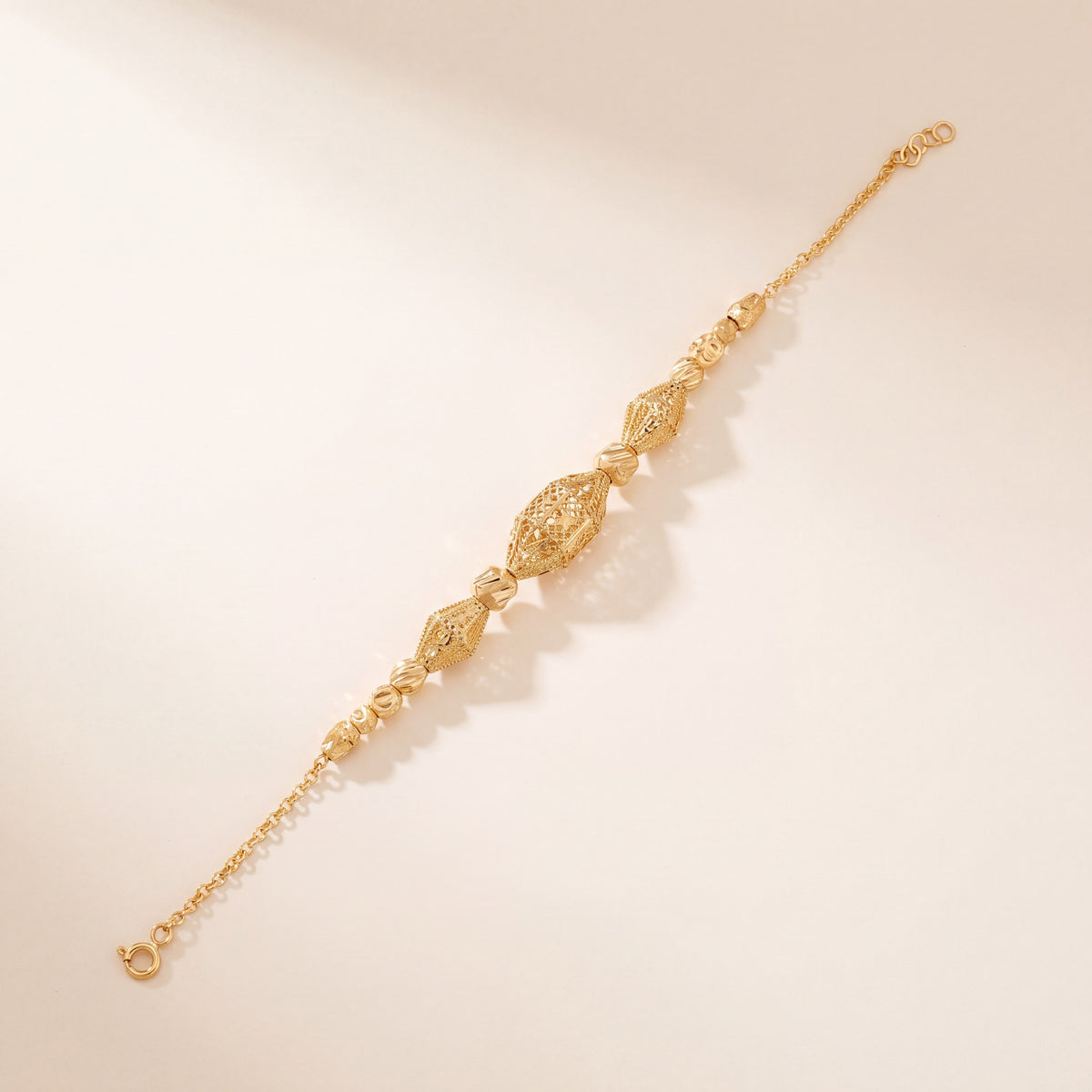 RP Beads & Ball Bracelet (D130), 925 silver 24K gold plated