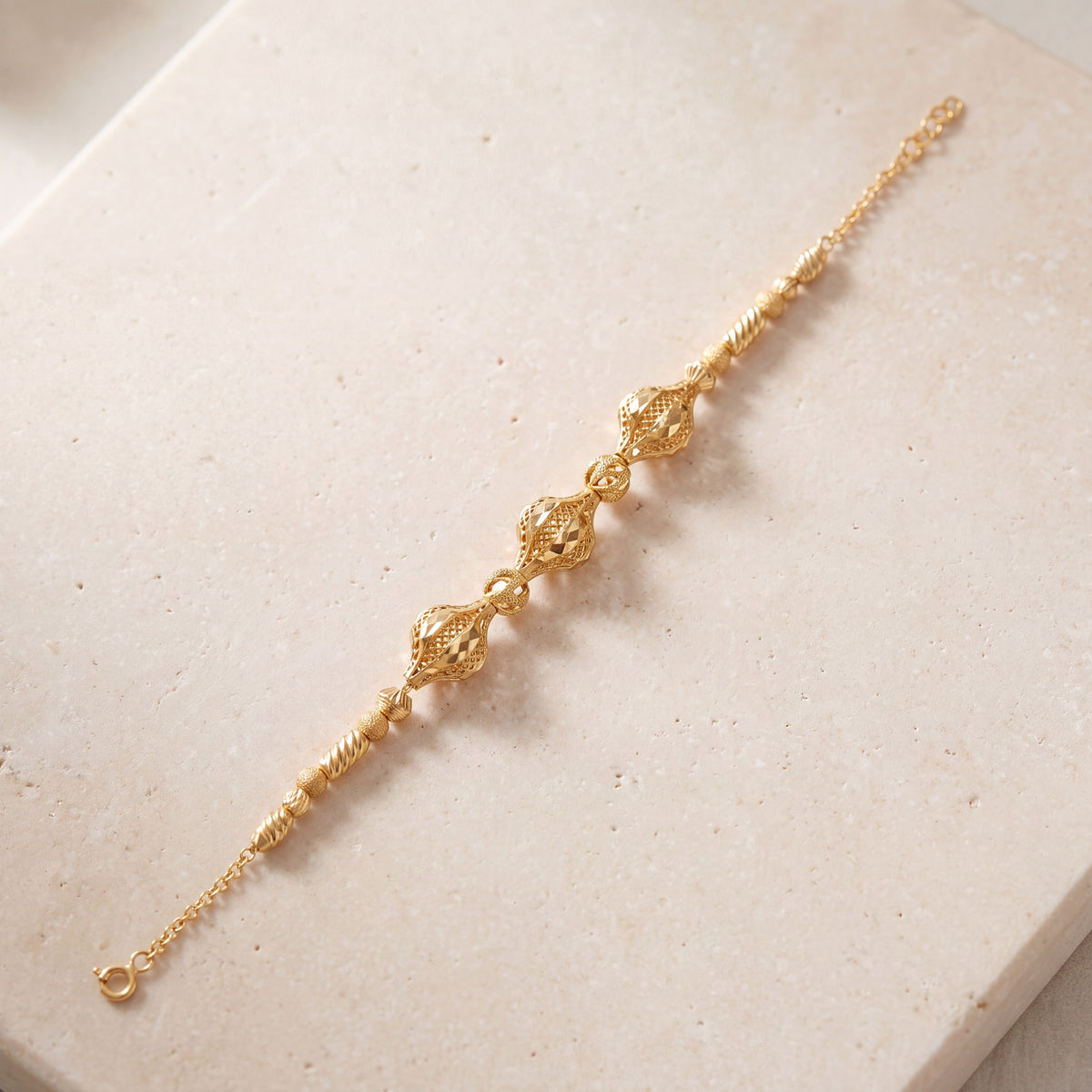 RP Beads & Ball Bracelet (D134) on travertine
