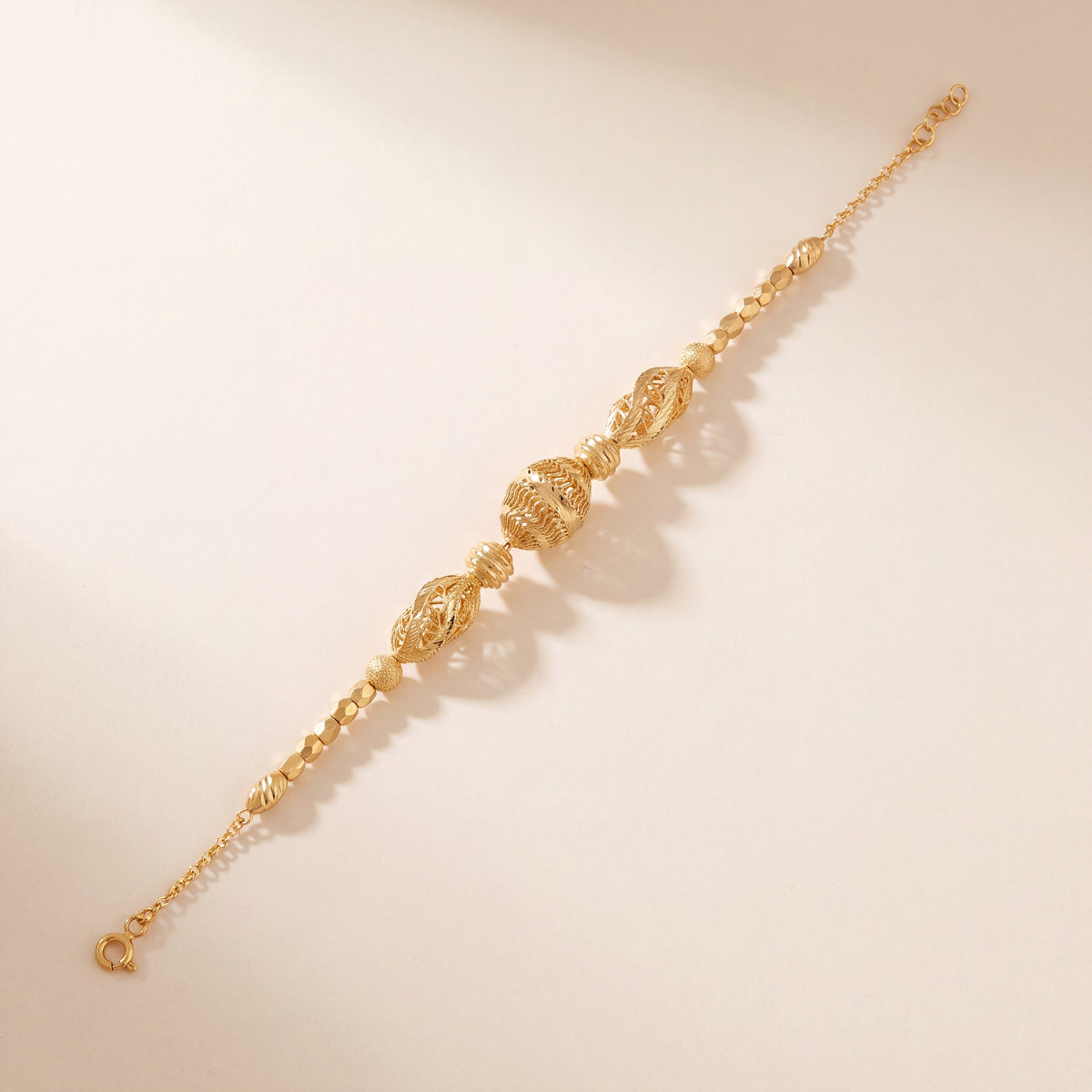 RP Beads & Ball Bracelet (D136), 925 silver 24K gold plated