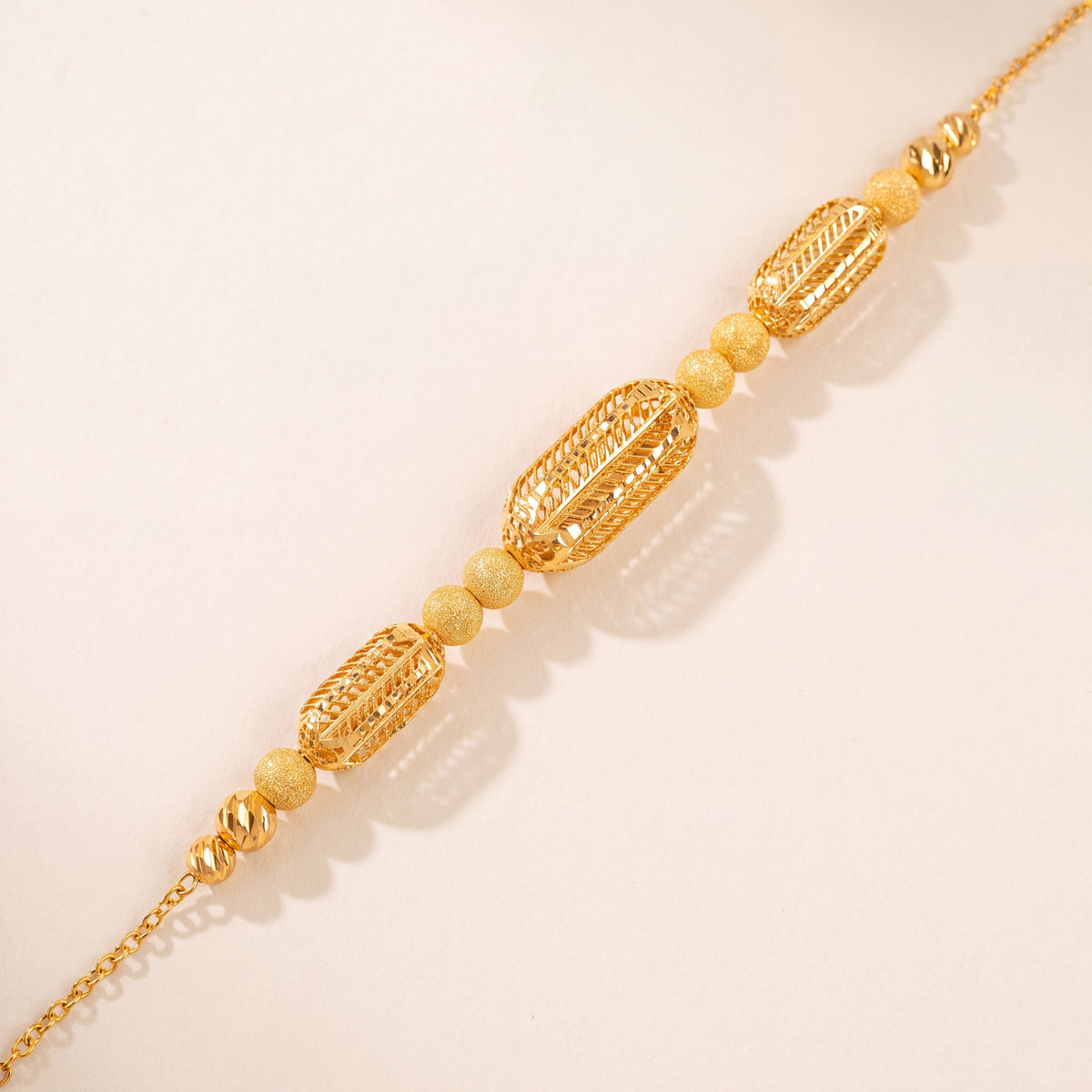 RP Beads & Ball Bracelet (D16), 925 silver 24K gold plated