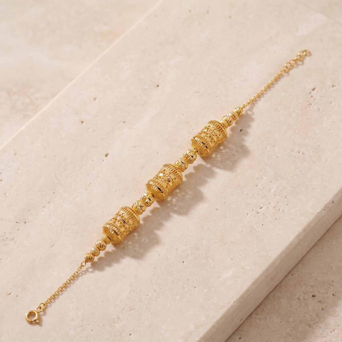 RP Beads & Ball Bracelet (D39) on travertine