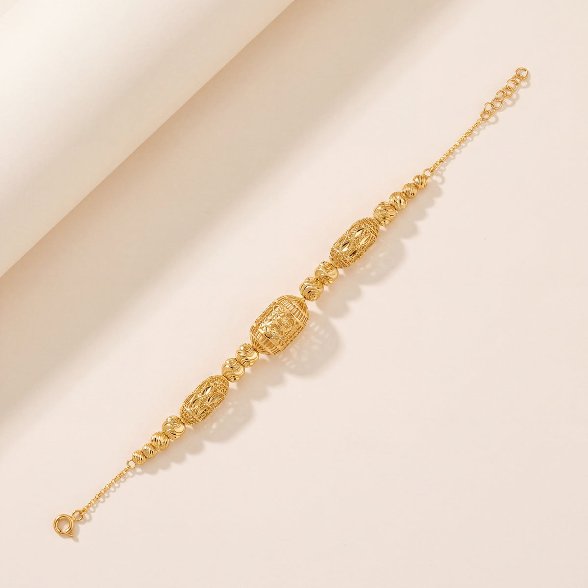 RP Beads & Ball Bracelet (D49), 925 silver 24K gold plated