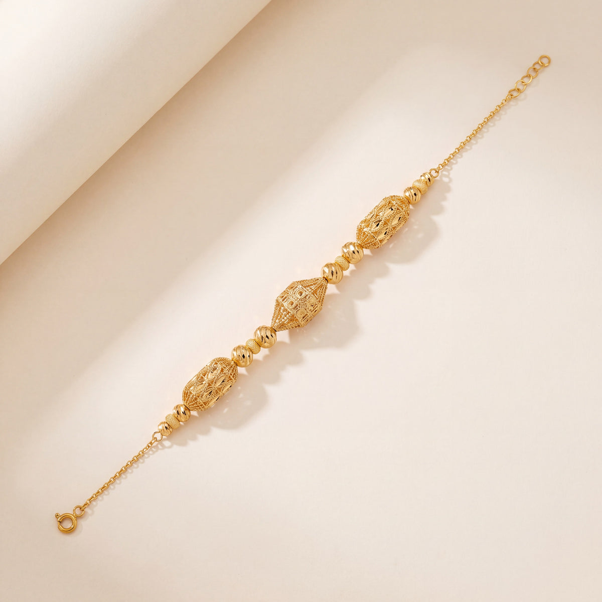 RP Beads & Ball Bracelet (D57), 925 silver 24K gold plated