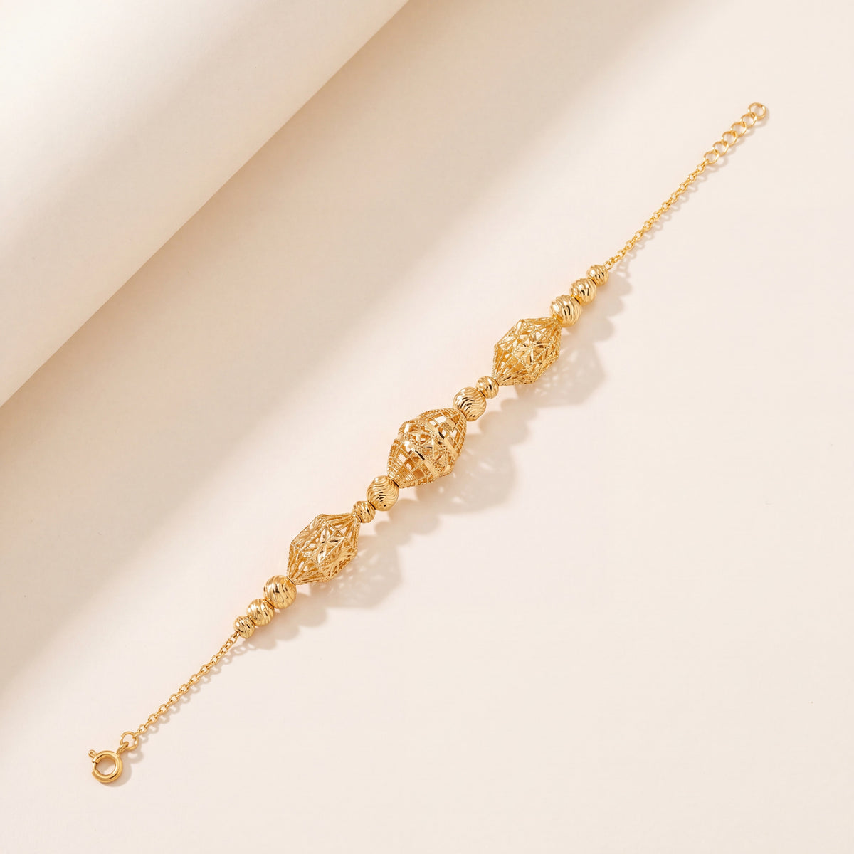 RP Beads & Ball Bracelet (D60), 925 silver 24K gold plated
