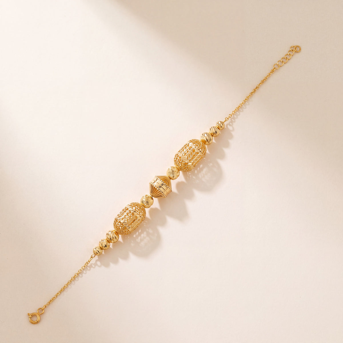 RP Beads & Ball Bracelet (D63), 925 silver 24K gold plated