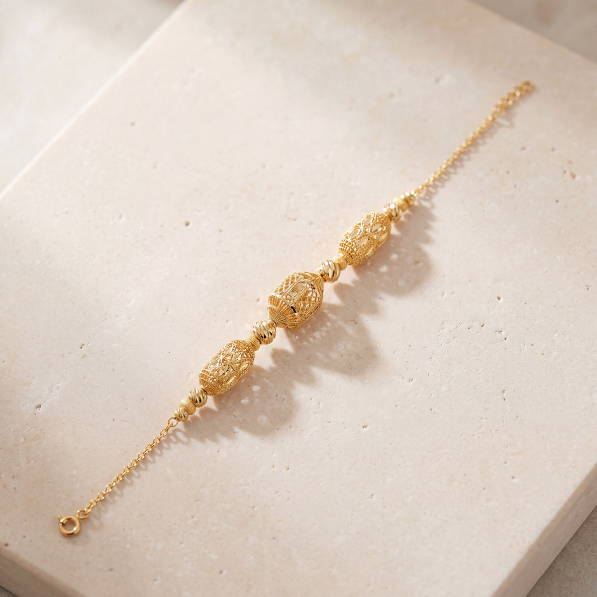RP Beads & Ball Bracelet (D64) on travertine