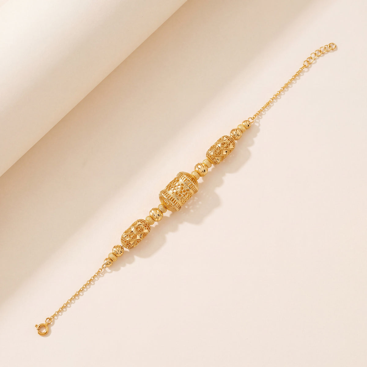RP Beads & Ball Bracelet (D65), 925 silver 24K gold plated